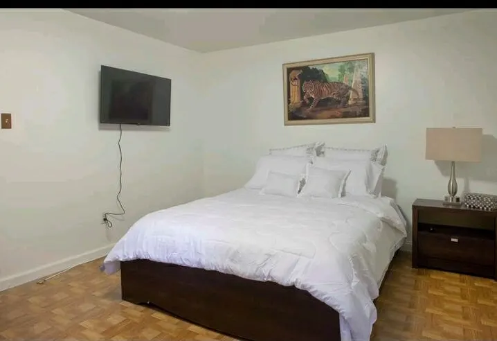 Cozy bedroom with wall art