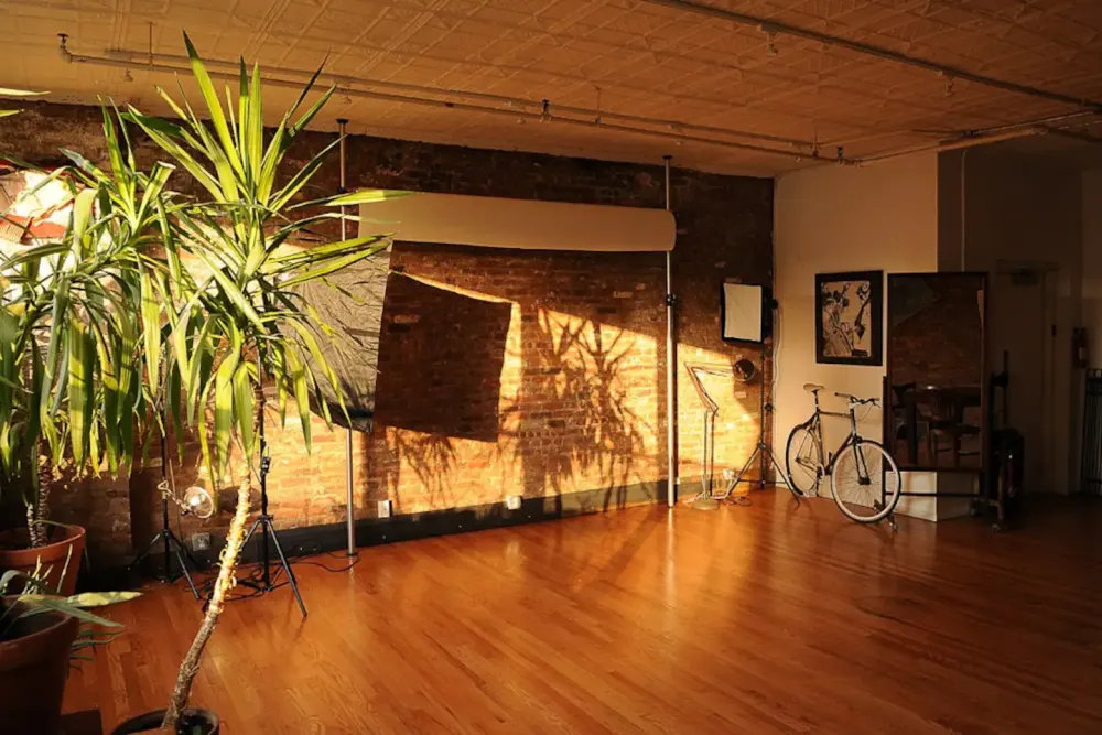 Loft space with plants and bike