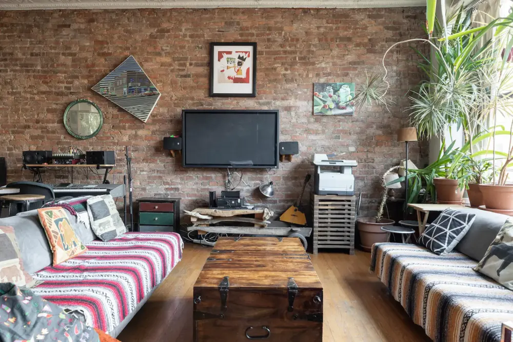 Cozy rustic living room decor.