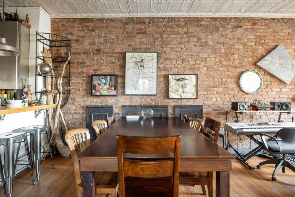 Eclectic loft-style dining room.