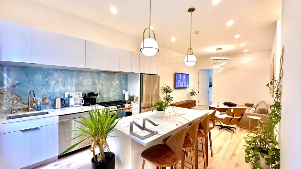 Modern open-plan kitchen and living.