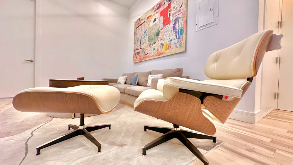 Modern living room with stylish seating.