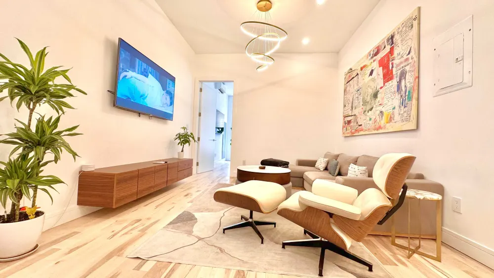 Modern living room with stylish furniture.