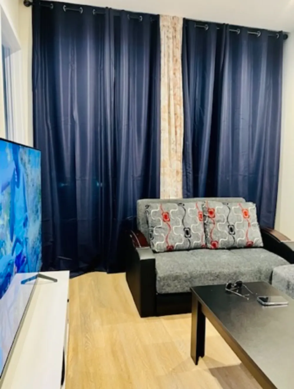 Modern living room with sofa.