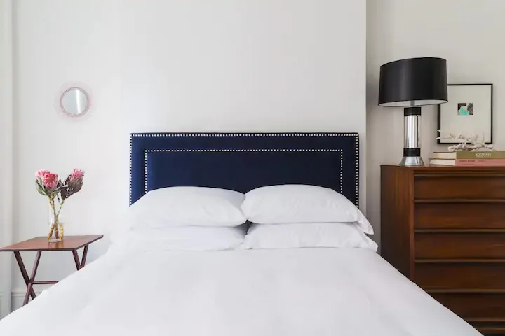 Stylish bedroom with modern decor.