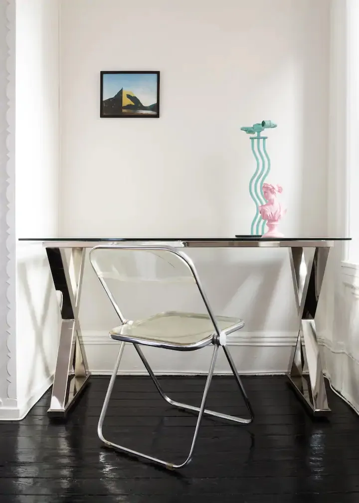 Modern desk and chair setup.