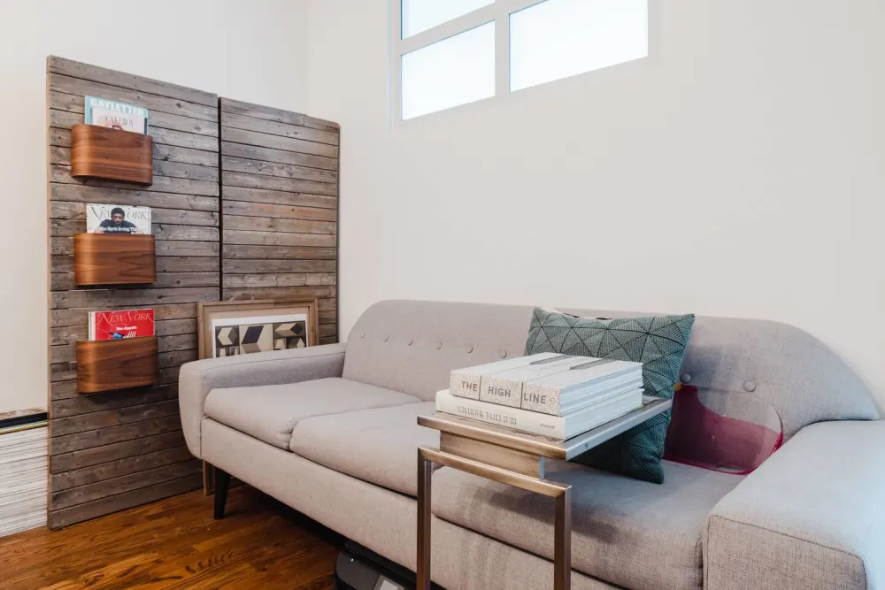 Modern cozy living room corner.