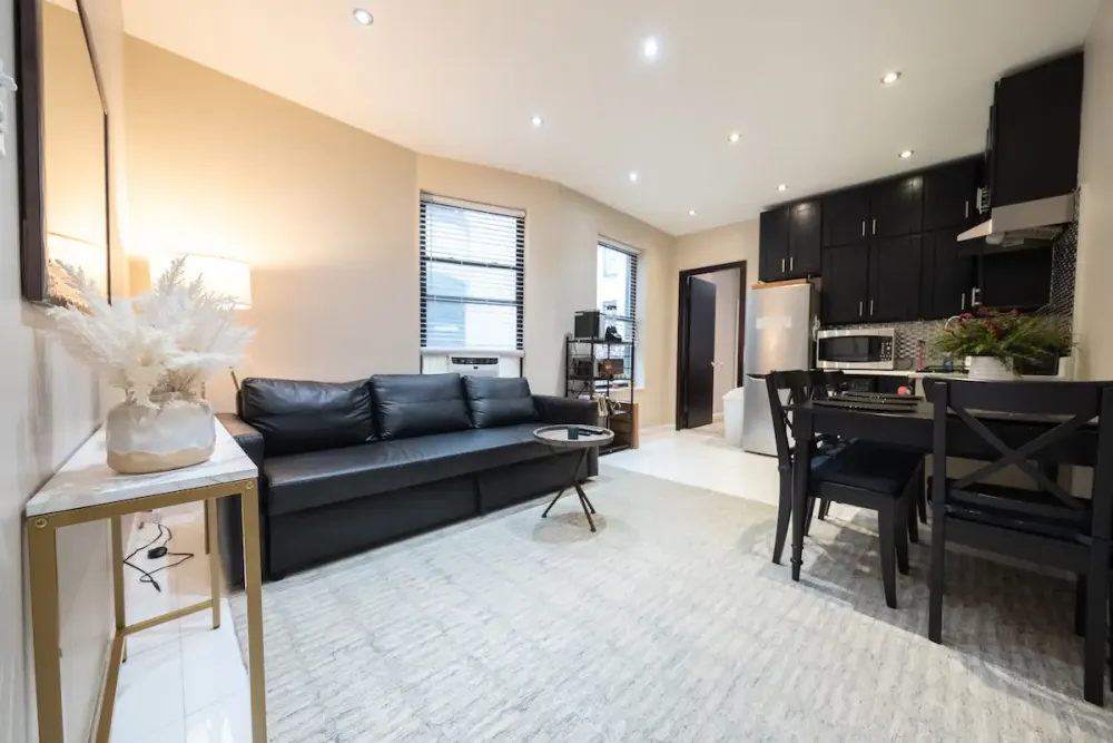 Modern open-plan living and kitchen.