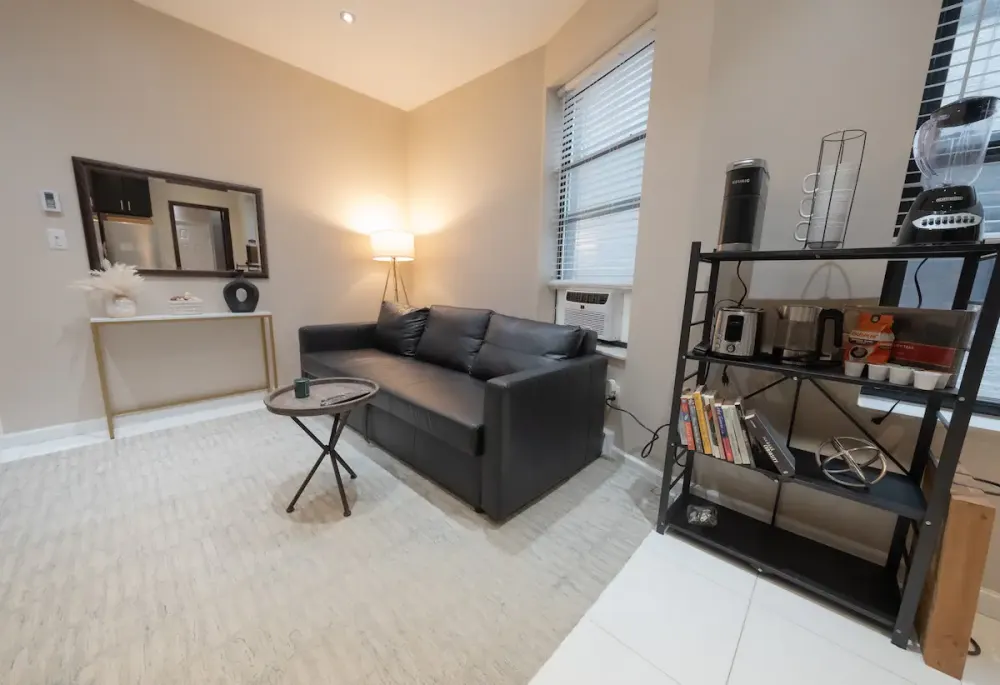 Cozy living room with couch.