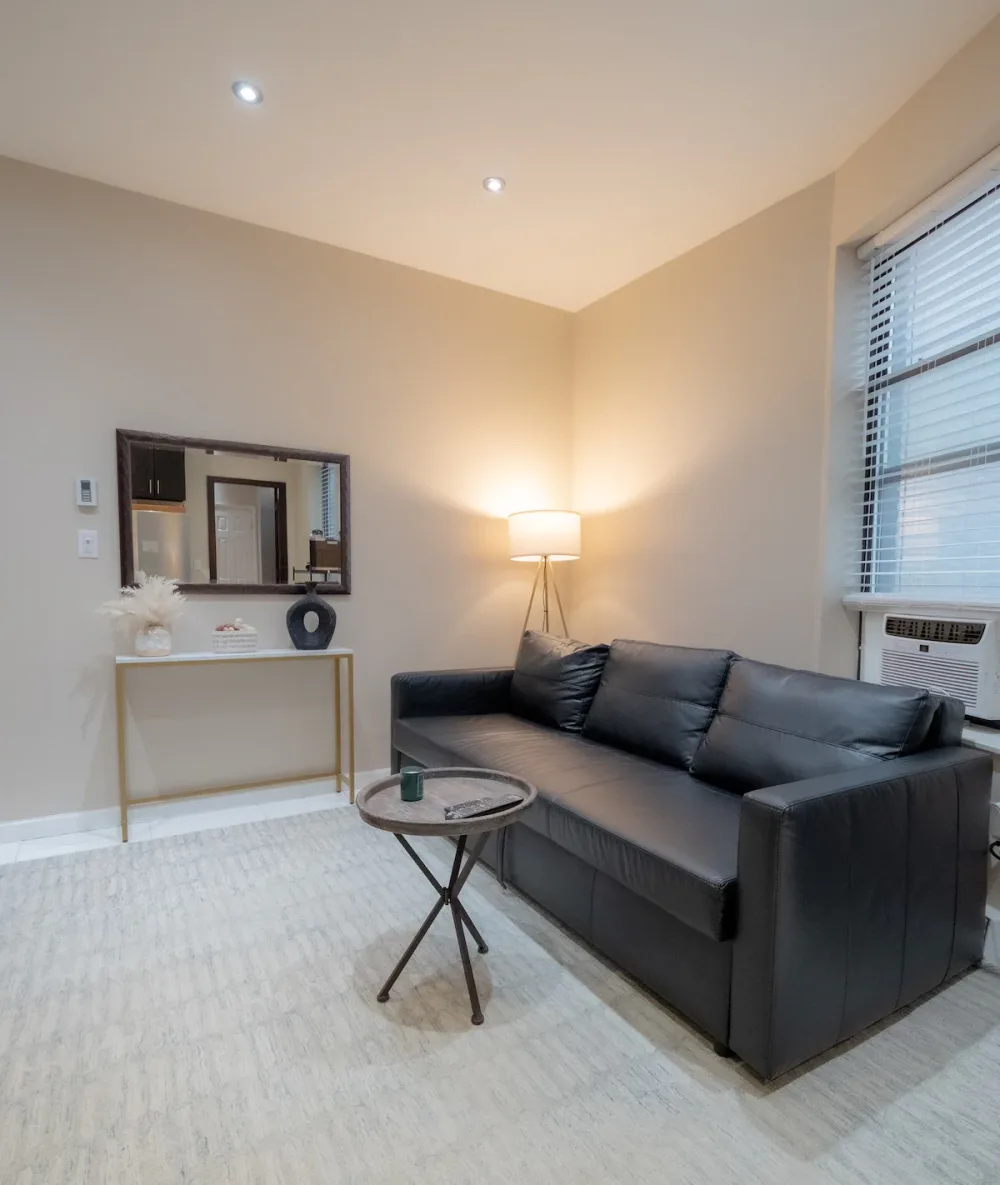 Modern living room with sofa.