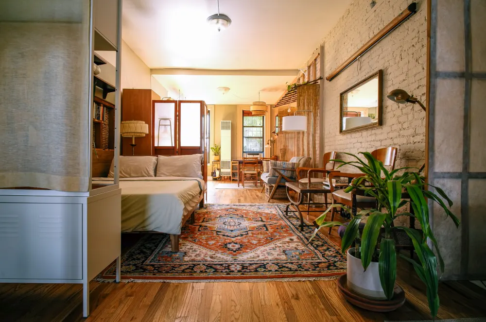 Cozy apartment with vintage decor.