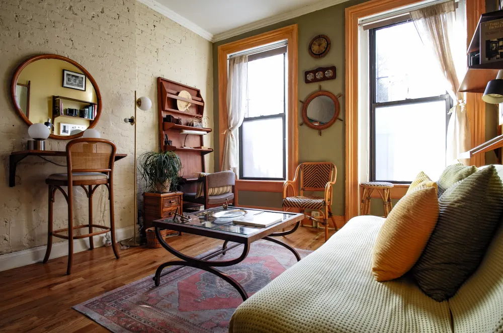 Cozy vintage-style living room interior.