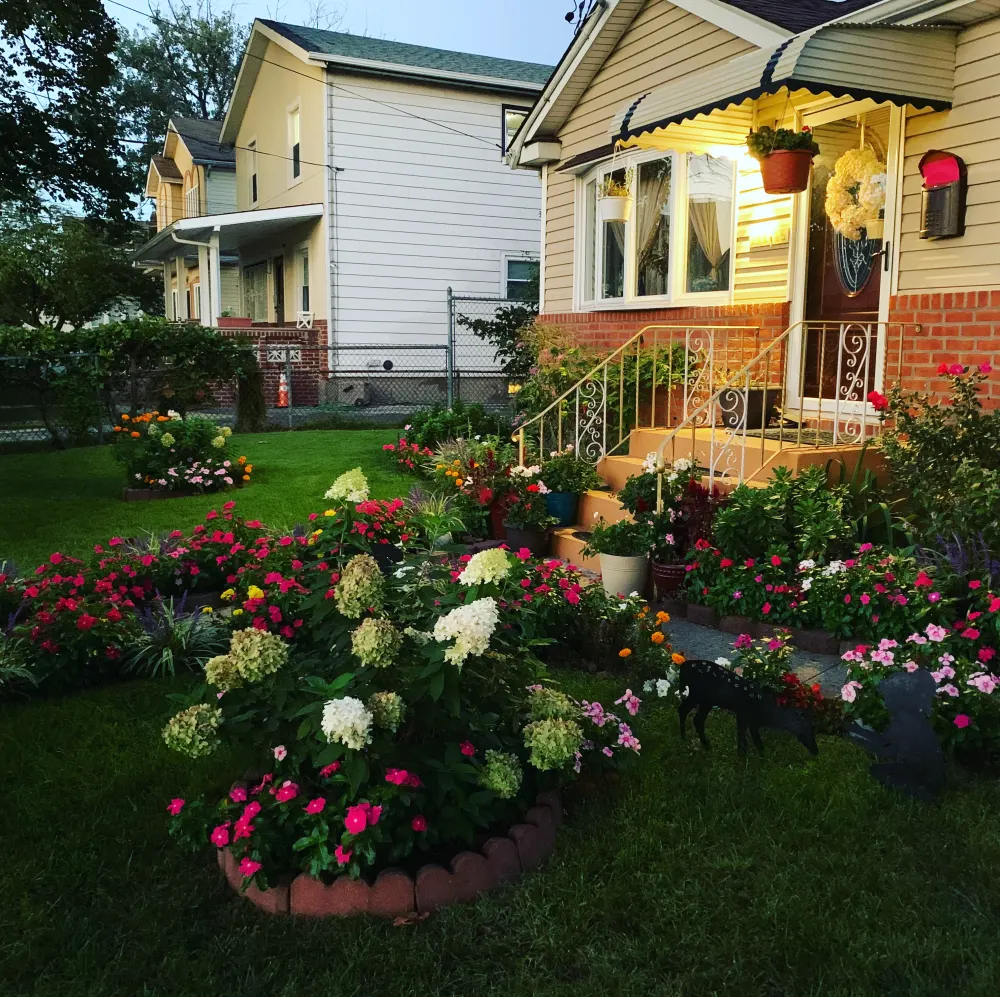 Charming house with colorful garden.