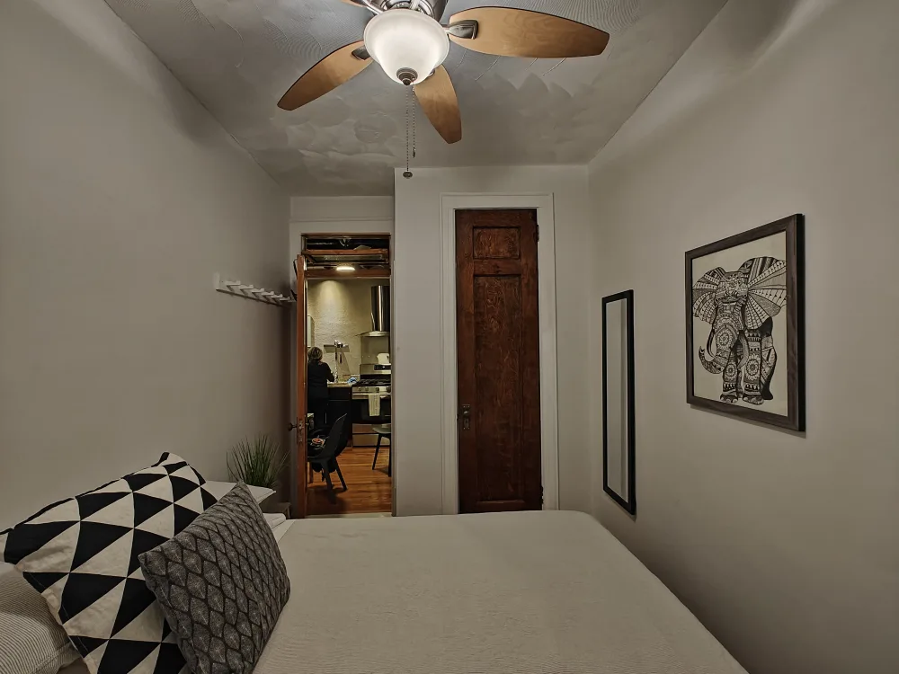 Cozy bedroom with modern decor.