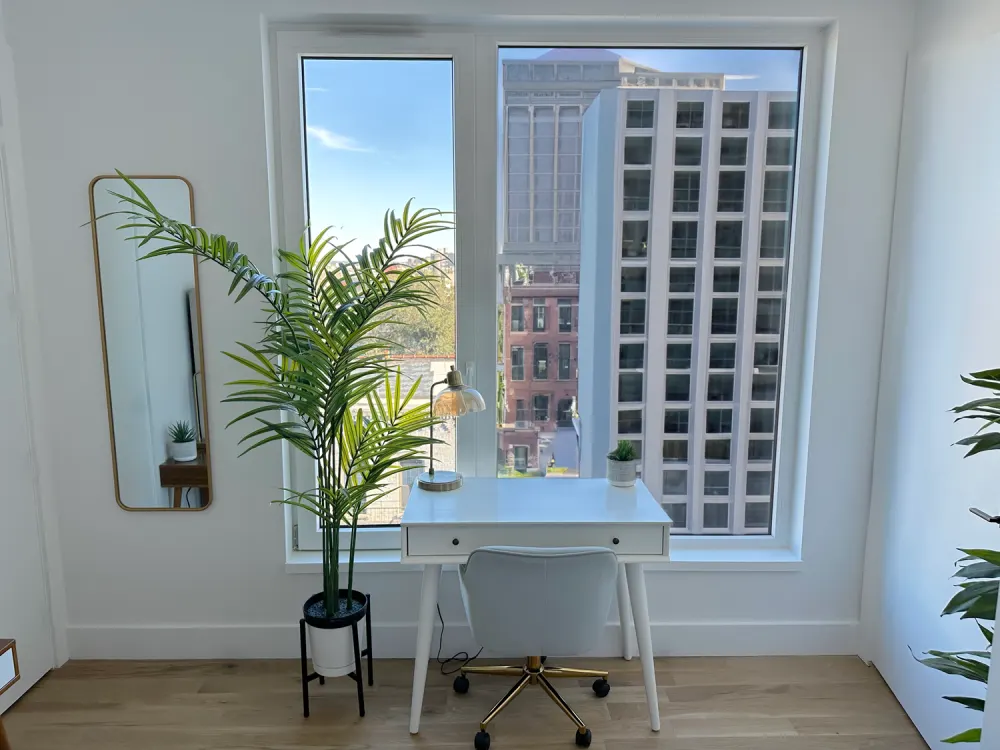 Minimalist home office with view