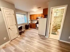 Cozy studio with kitchen and bathroom.