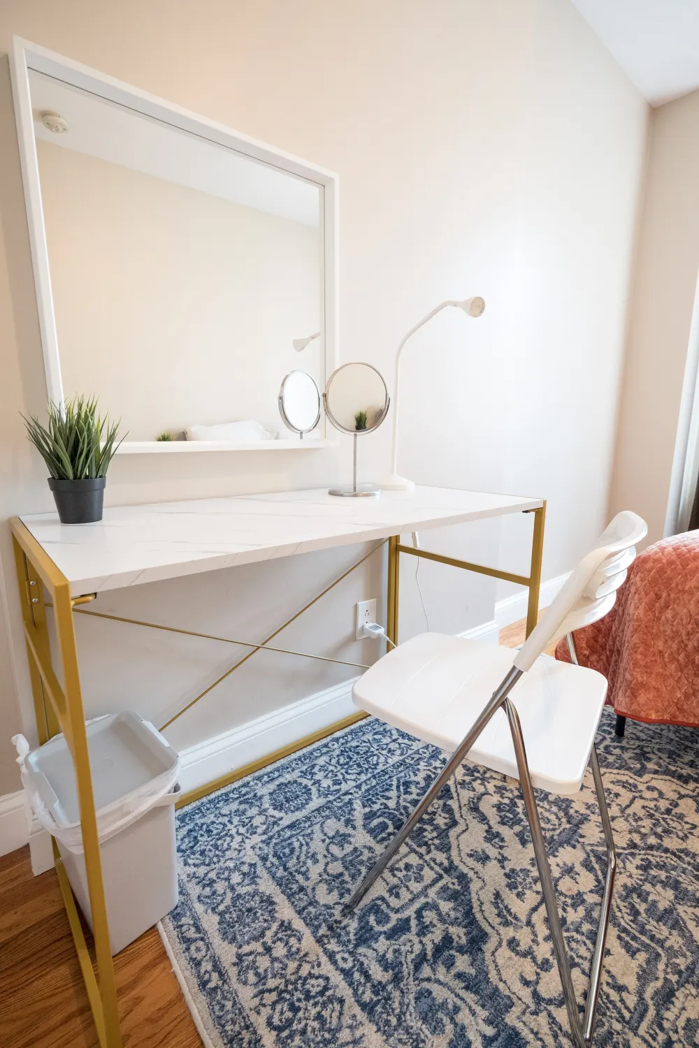 Elegant desk with decorative elements.