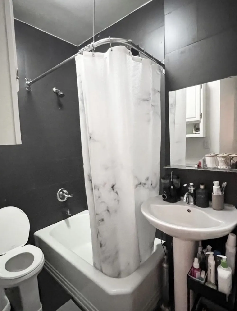 Compact bathroom with modern fixtures.