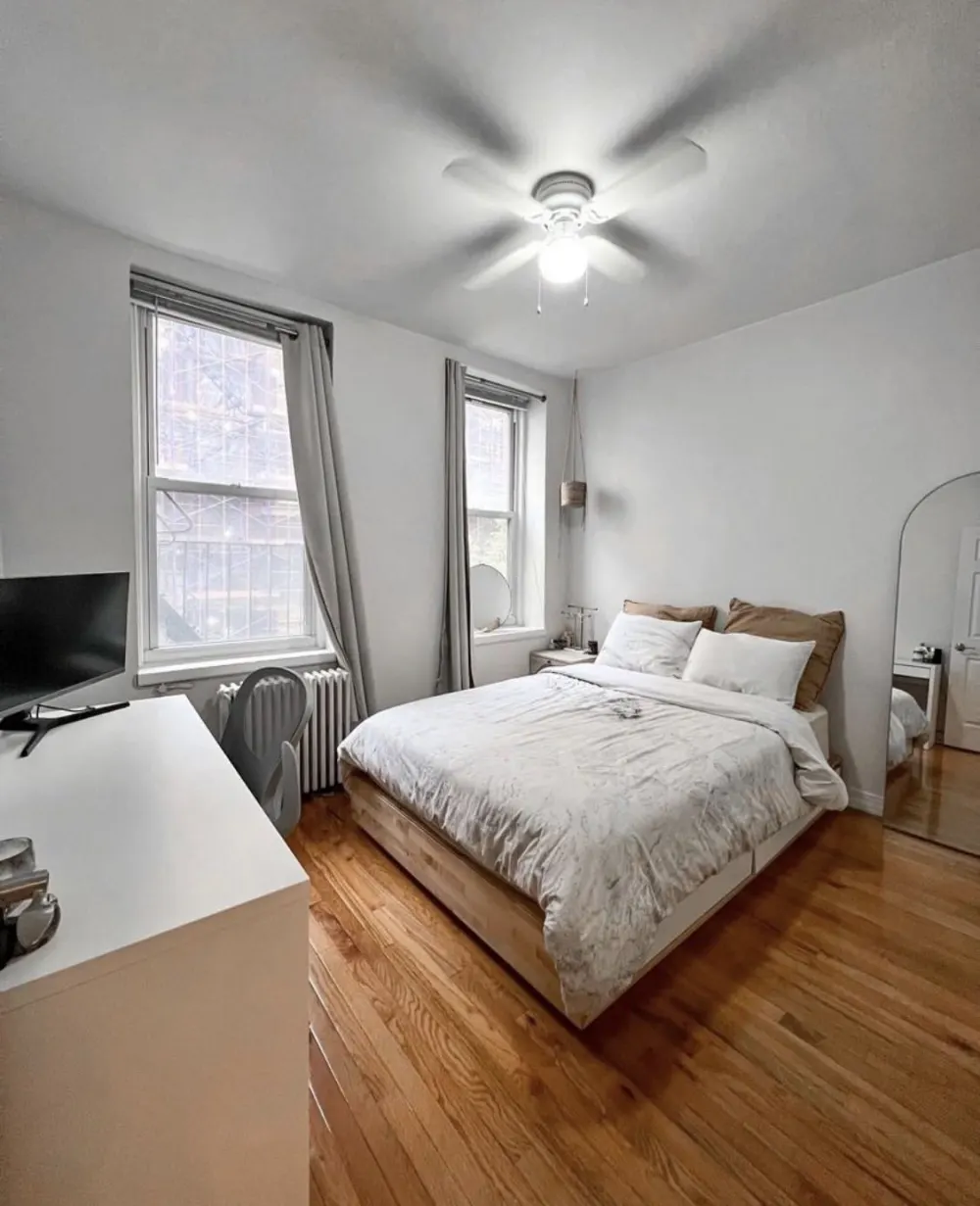 Cozy bedroom with modern decor.