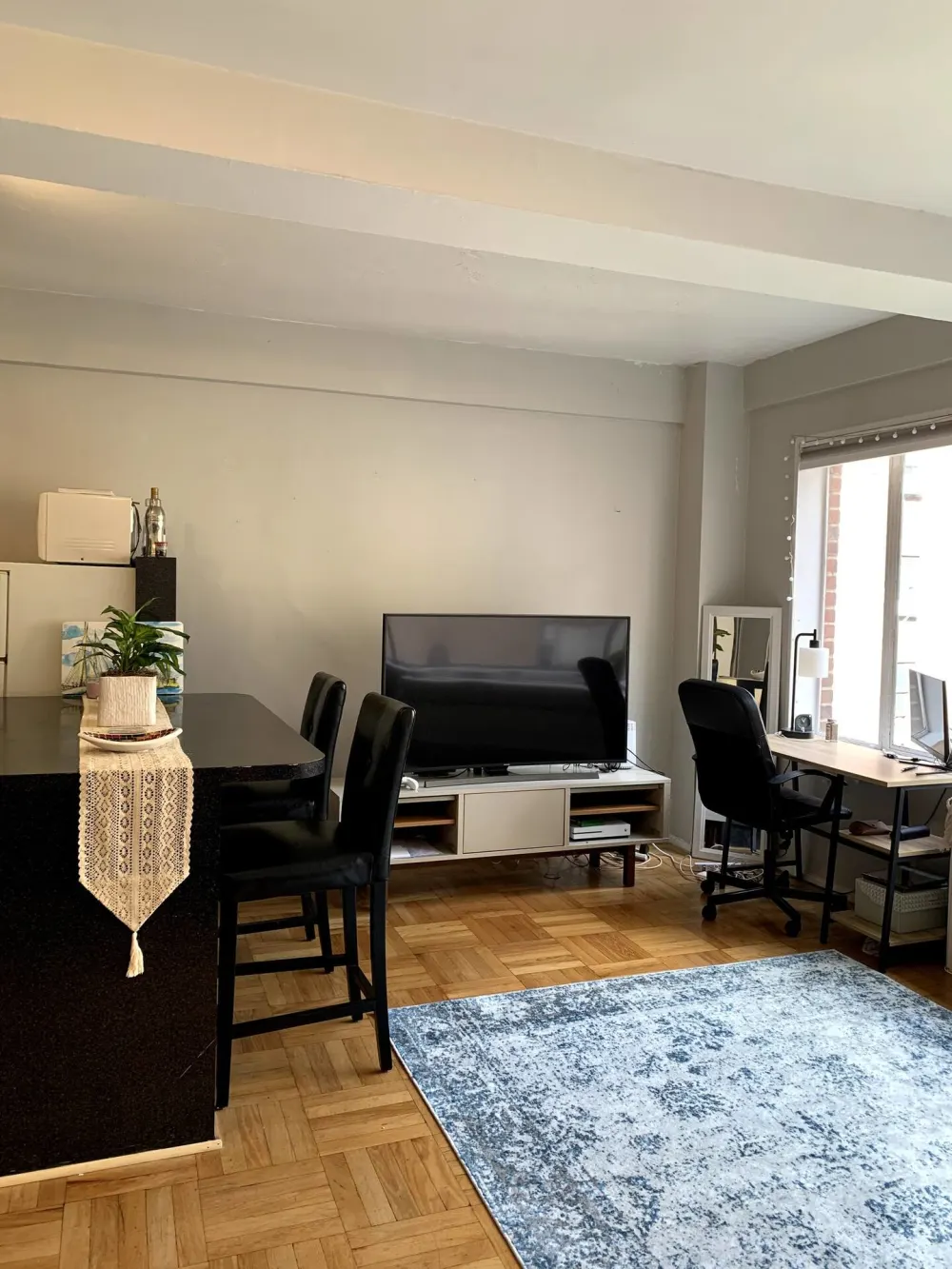 Modern apartment with minimalist decor.