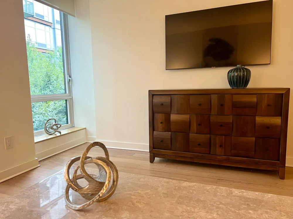 Modern room with contemporary decor.