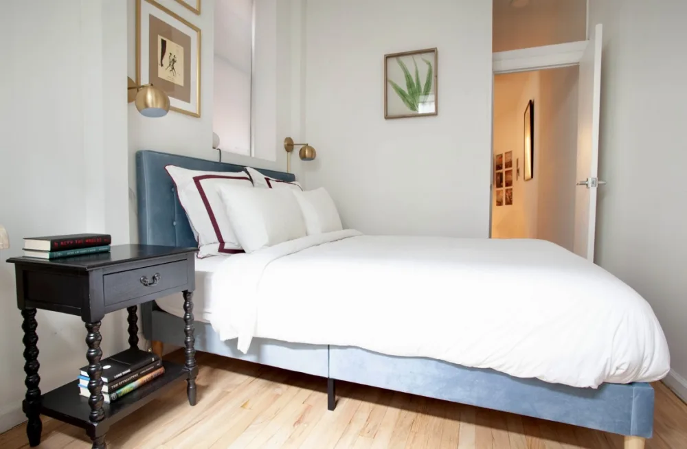 Cozy bedroom with modern decor.