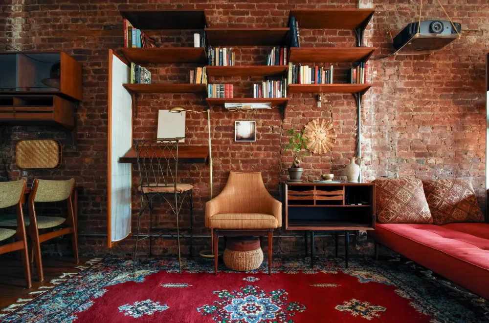 Cozy vintage-style reading nook.