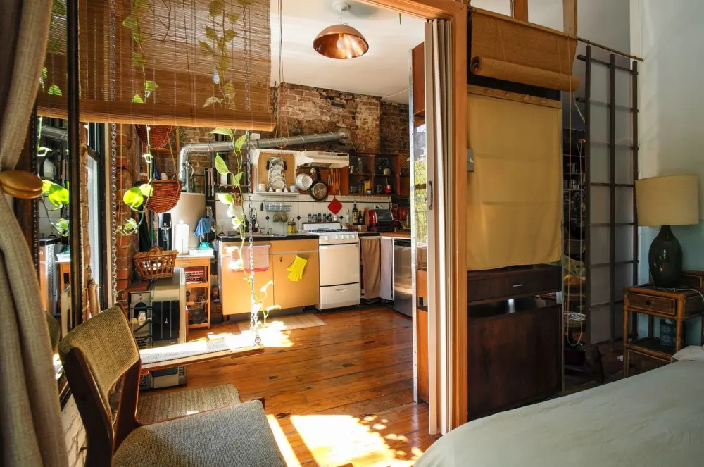Sunny, cozy kitchen with plants.