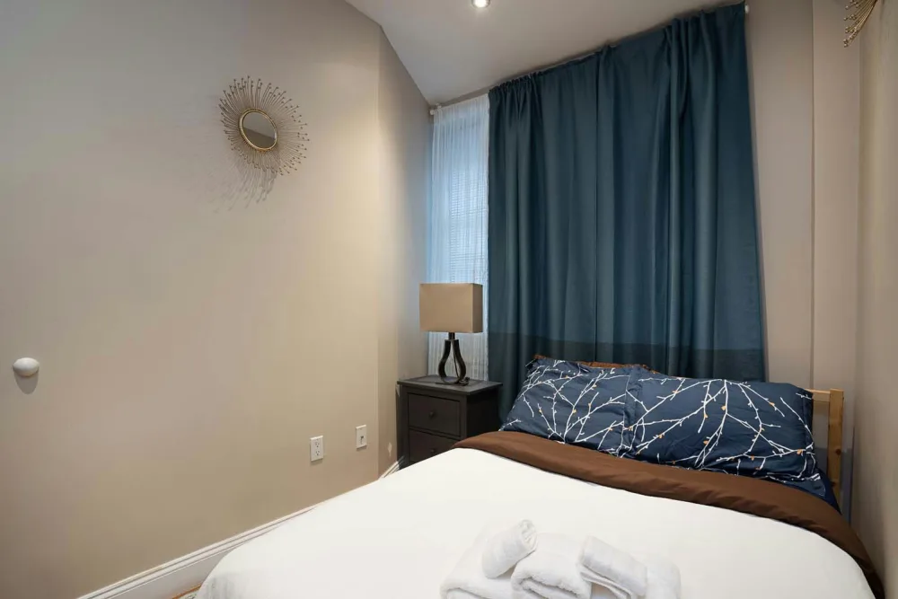 Cozy bedroom with modern decor.