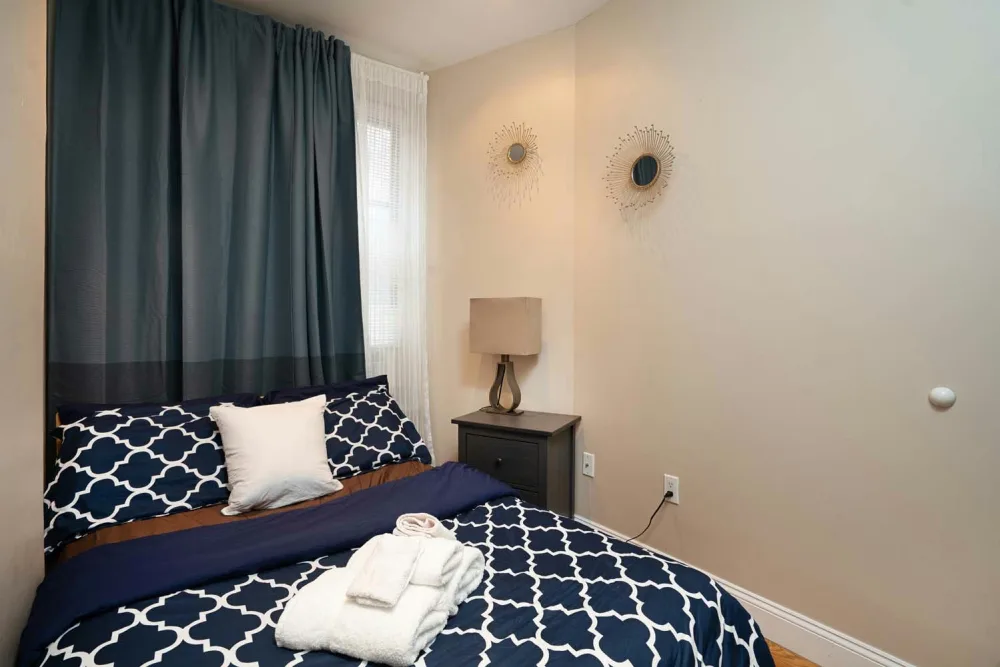 Cozy bedroom with modern decor.