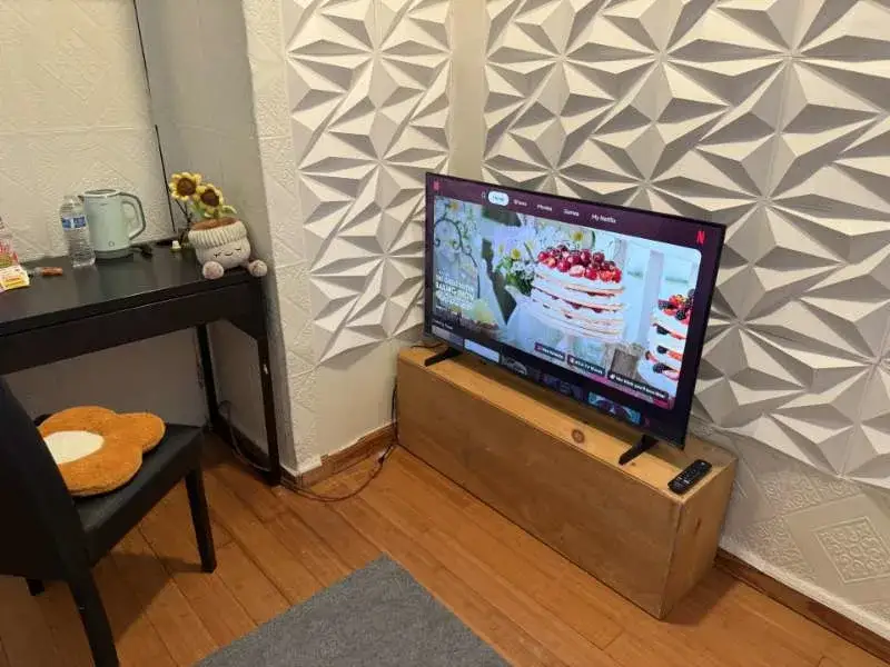 Cozy corner with TV, desk