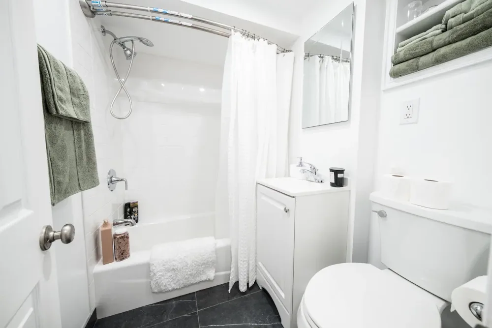 Bright white clean modern bathroom