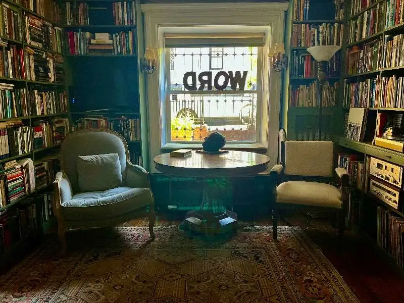 Cozy library nook with armchairs