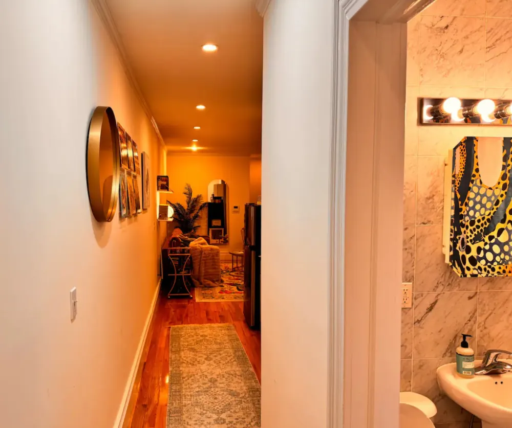 Cozy hallway with warm lighting.