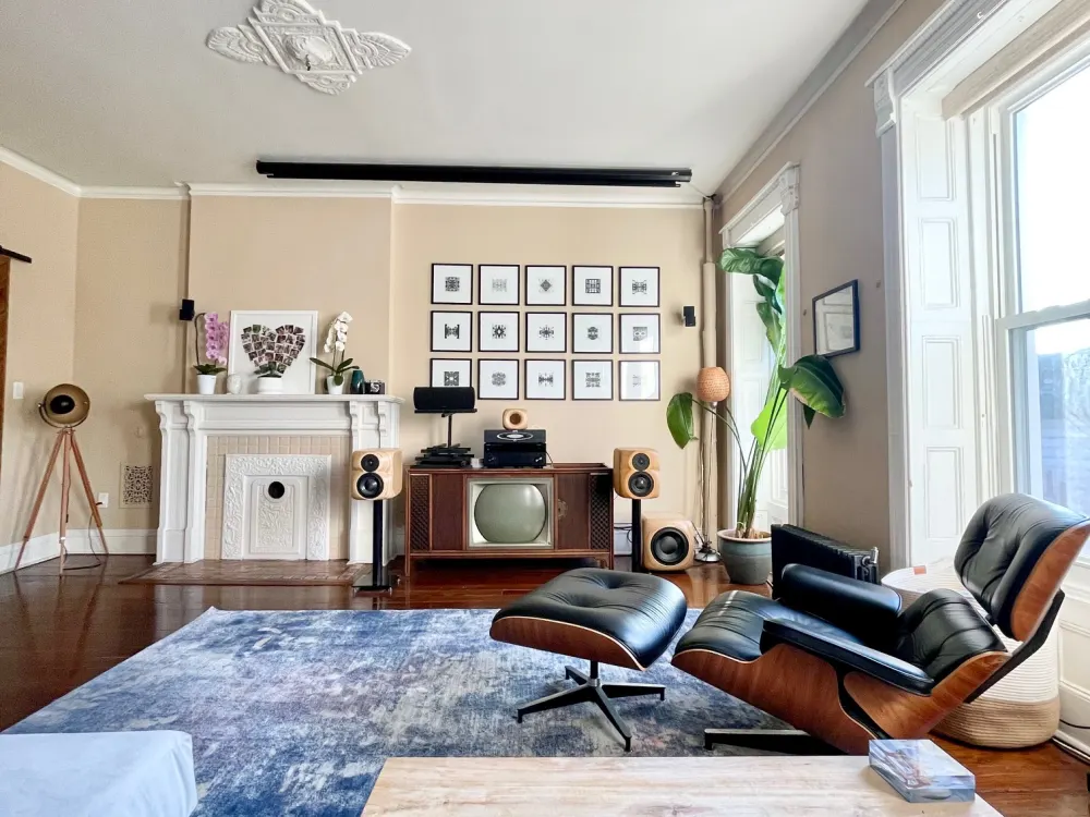 Cozy mid-century living room scene