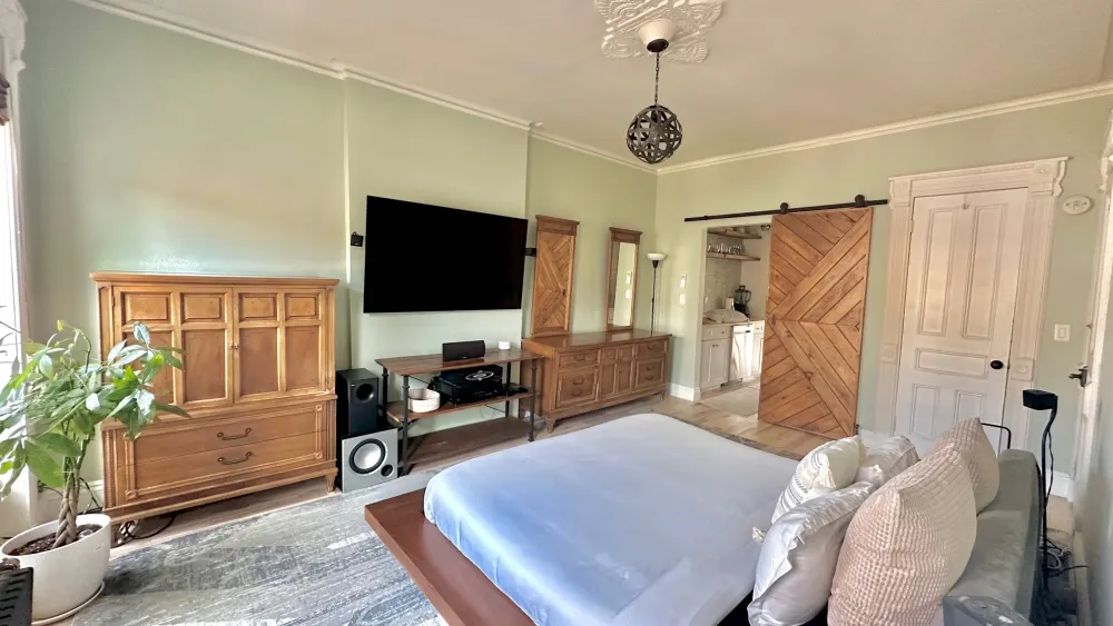 Charming bedroom with vintage furniture.