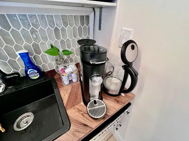 Coffee maker on wooden countertop