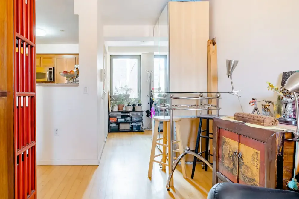 Cozy apartment with eclectic decor.