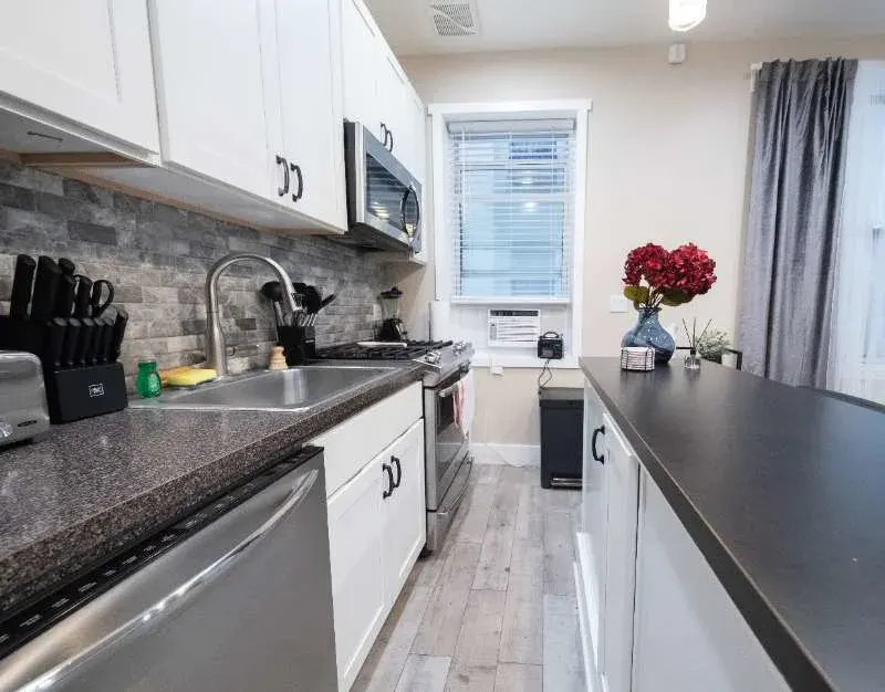 Bright modern kitchen with island