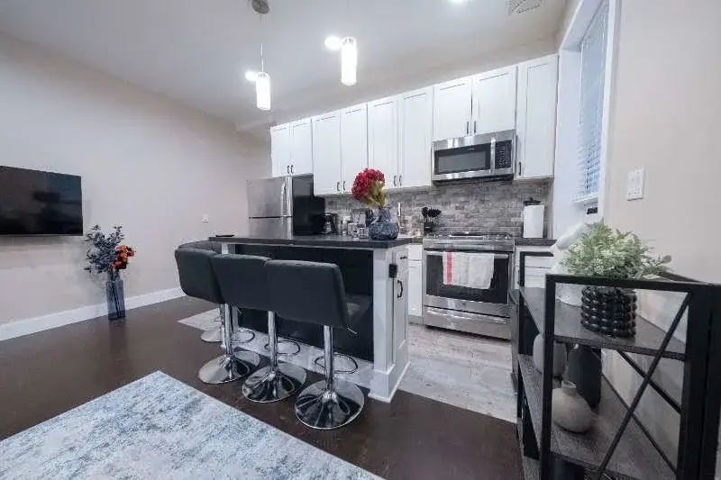 Contemporary kitchen with island seating