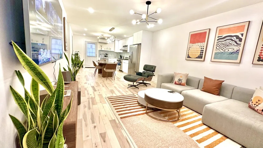 Modern apartment with Scandinavian-style decor.