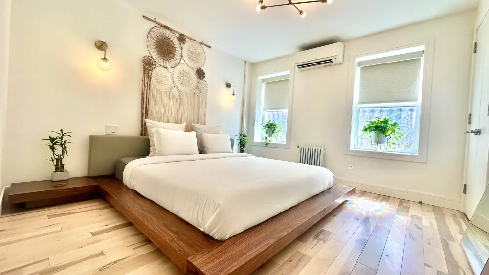 Cozy bedroom with modern decor.