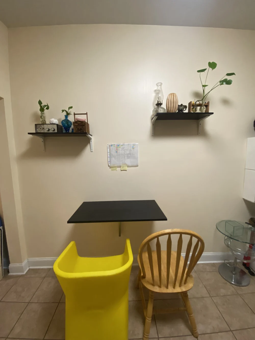 Cozy nook with eclectic furnishings.