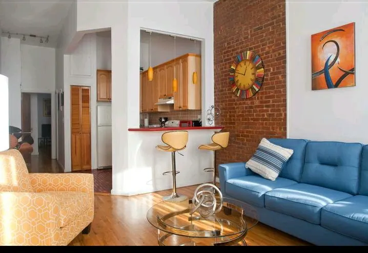 Cozy modern living room kitchen