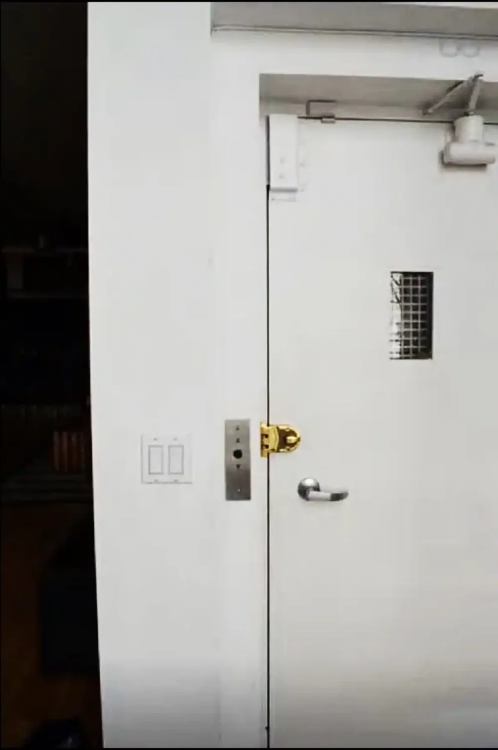 White door with golden lock.