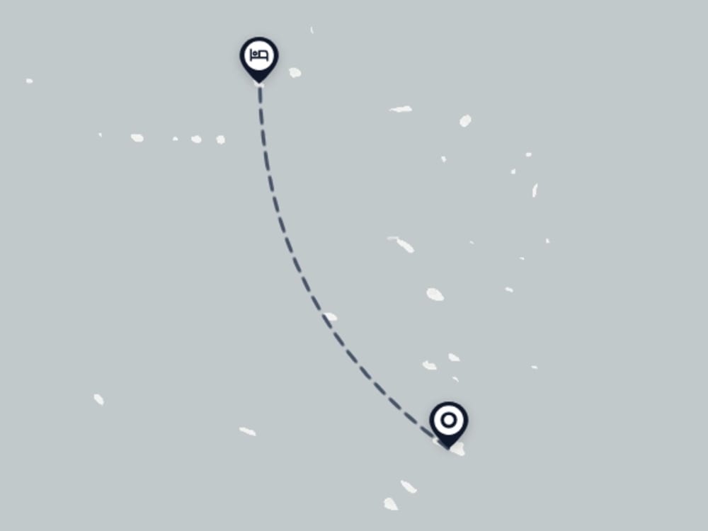 Map showing route from Baa Atoll Airport to Anantara Kihavah Maldives Villas