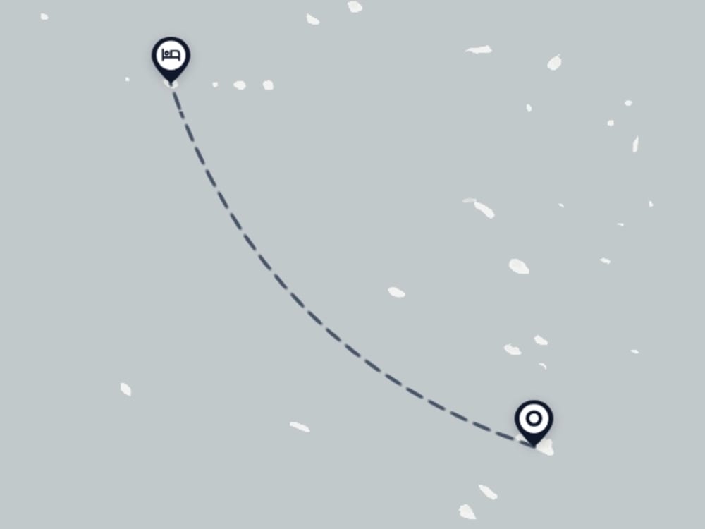 Map showing route from Baa Atoll Airport to Dhoani Maldives Guesthouse