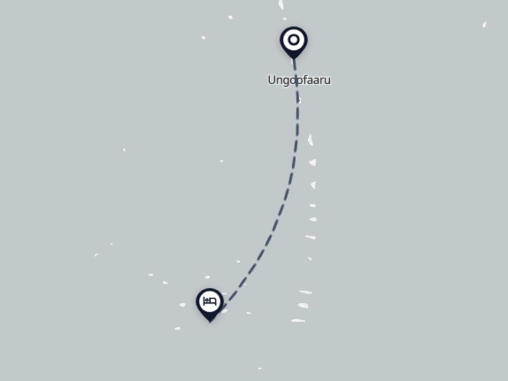 Map showing route from Ifuru Island Airport to Heritance Aarah
