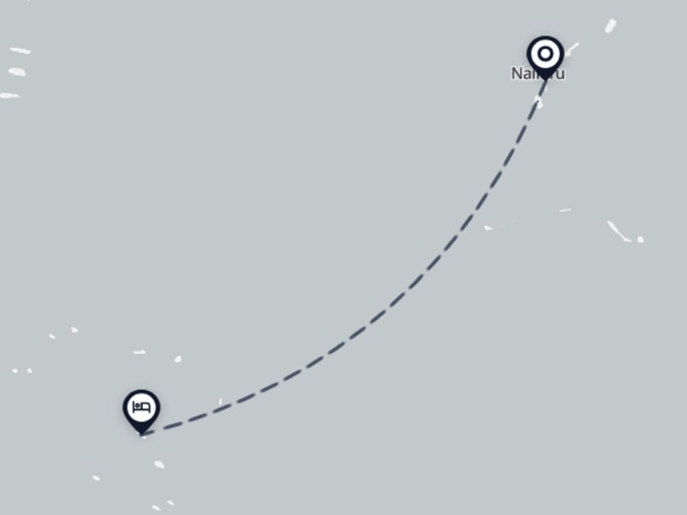 Map showing route from Naifaru Airport to Amilla Maldives