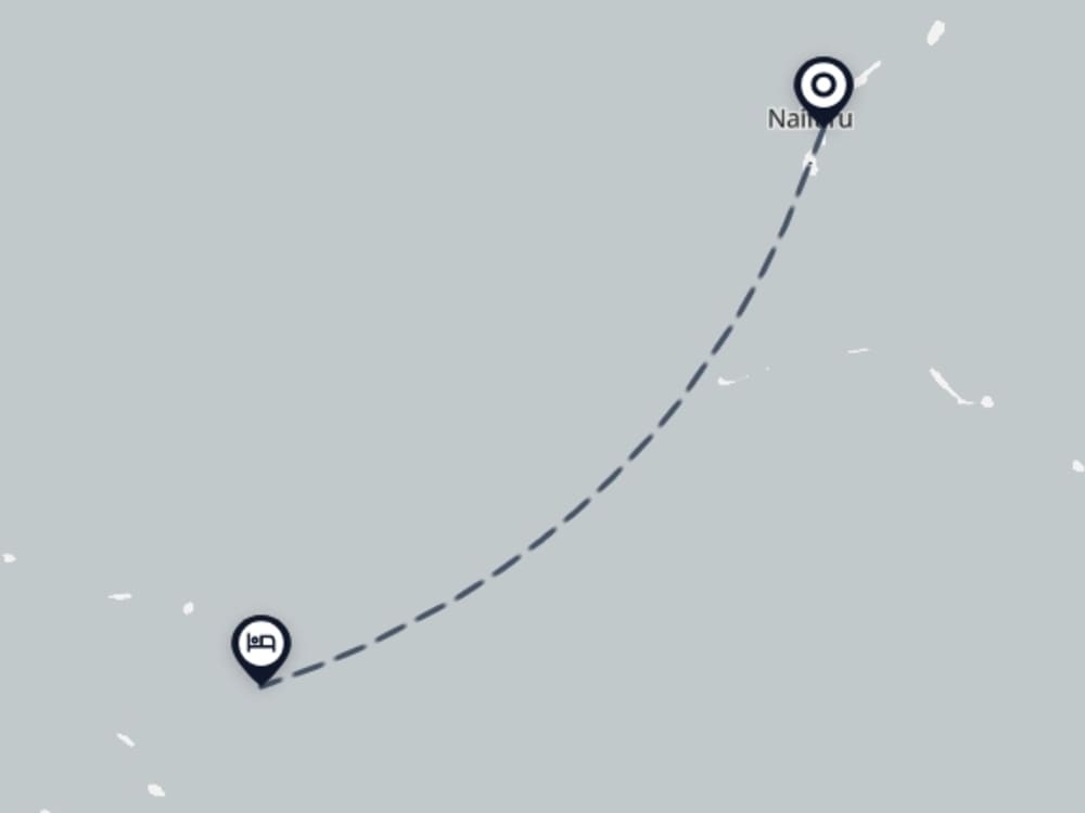 Map showing route from Naifaru Airport to NH Collection Maldives Reethi Resort